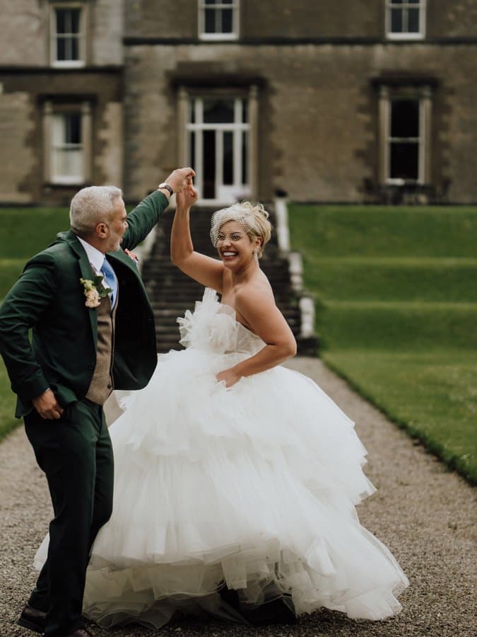 A wedding couple in the grounds of Temple House, County Sligo
